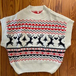 Cozy Christmas Reindeer “Ugly” Sweater Vest in White